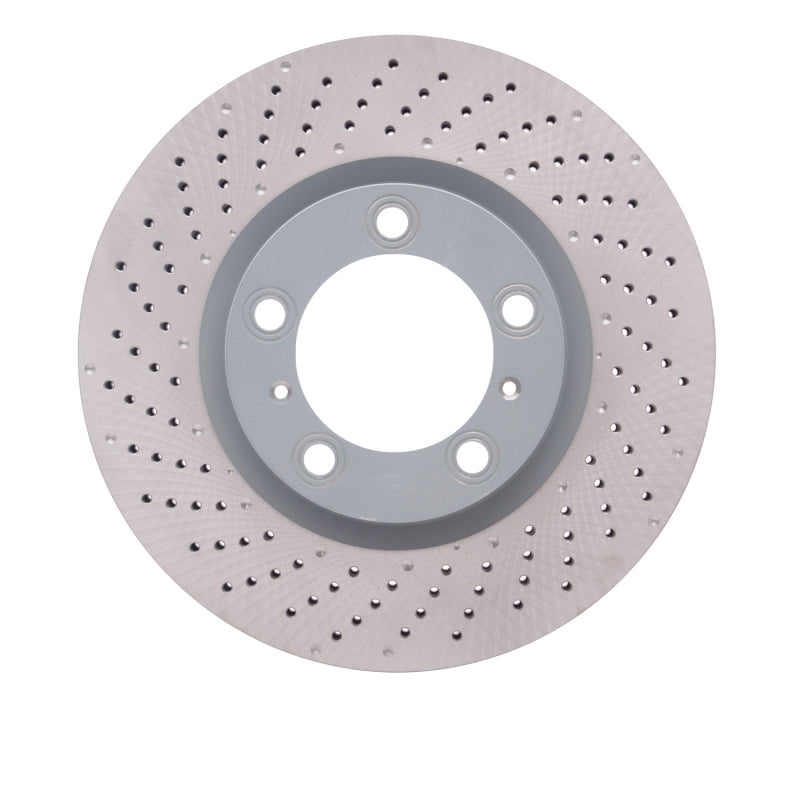 R1 09-23 Porsche 718 Boxster Left Front Drilled Carbon Alloy GeoMET Rotor