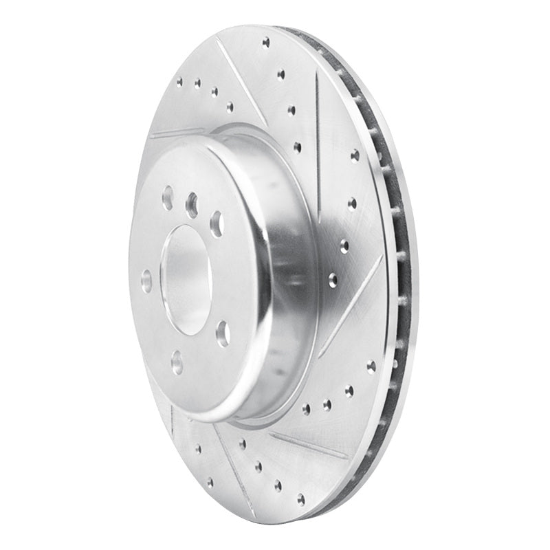 R1 10-19 BMW 550I Rear Right Drilled & Slotted Silver Brake Rotor