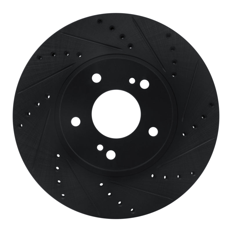 R1 97-01 Infiniti Q45 Front Right Drilled & Slotted Black Brake Rotor
