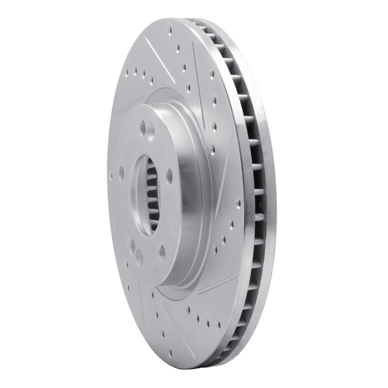 R1 2007-2009 Hyundai Santa Fe Front Right Drilled & Slotted Silver Brake Rotor