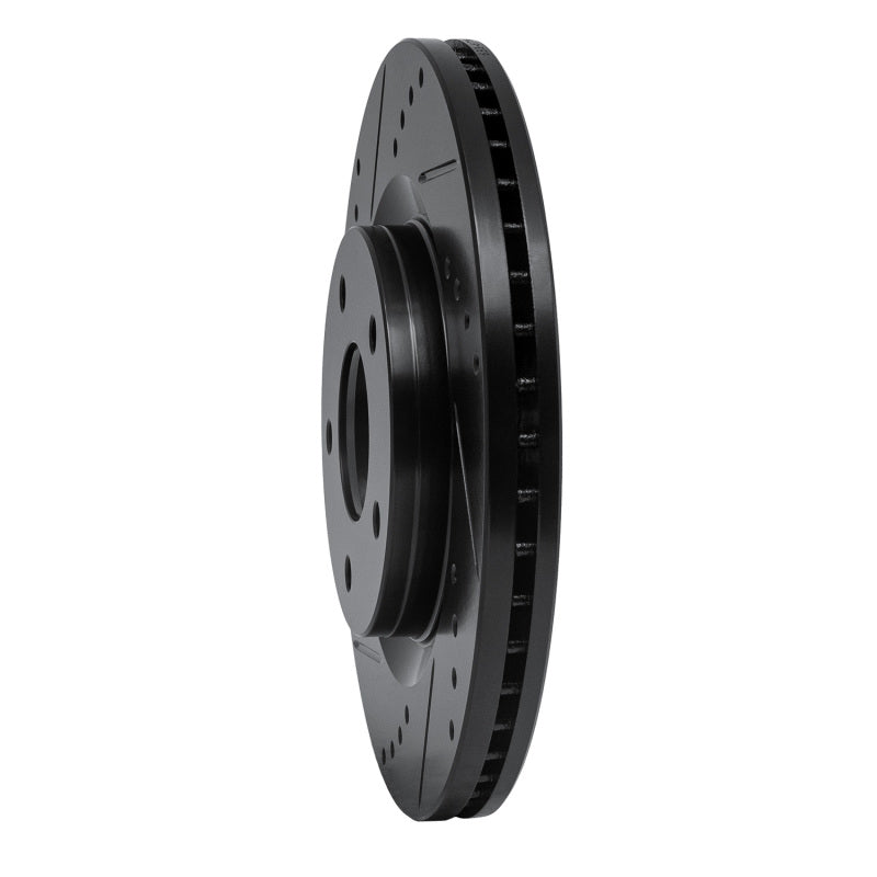 R1 11-19 Nissan Sentra Front Left Drilled & Slotted Black Brake Rotor