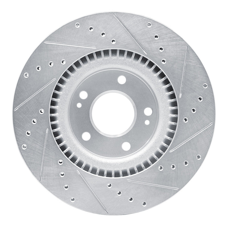 R1 17-20 Kia Cadenza Front Left Drilled & Slotted Silver Brake Rotor
