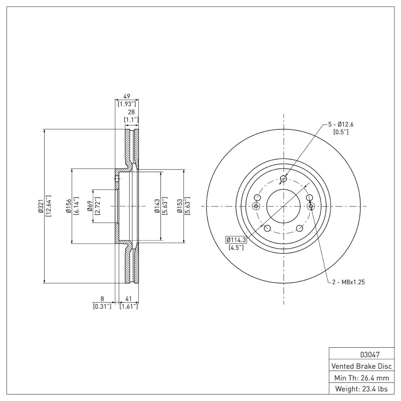 R1 2007-2012 Hyundai Veracruz Front Brake Rotor