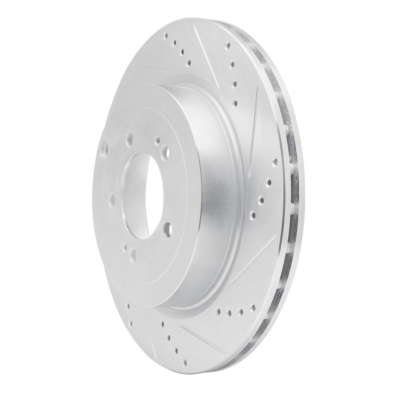 R1 08-15 Mitsubishi Lancer Rear Right Drilled & Slotted Silver Brake Rotor