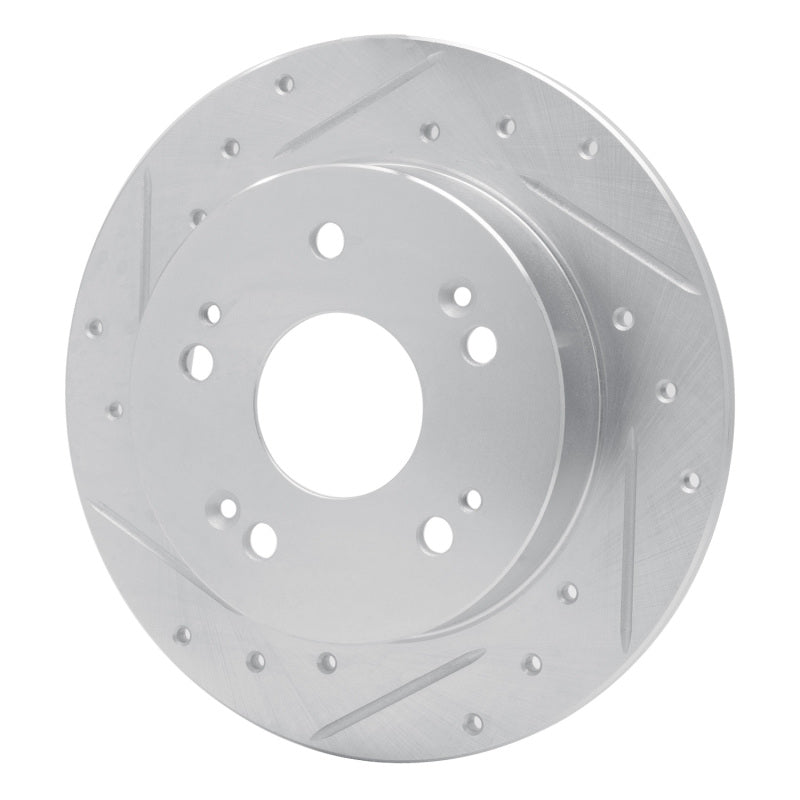 R1 06-15 Honda Civic Si Rear Left Drilled & Slotted Silver Brake Rotor