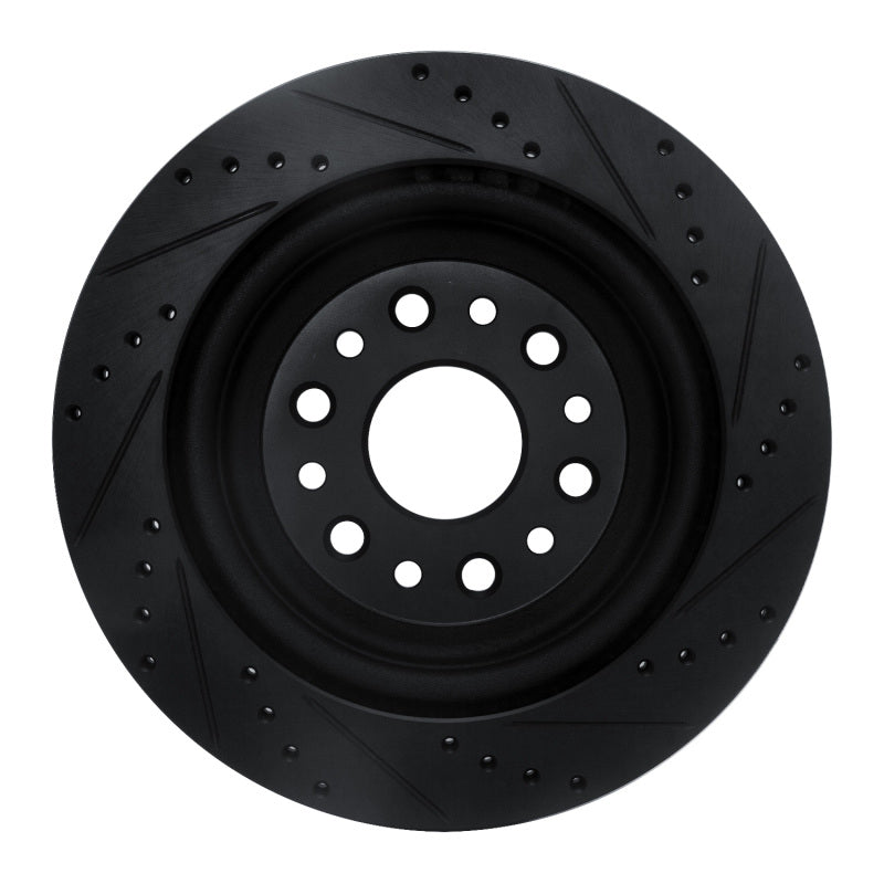 R1 19-25 Ram 1500 Rear Left Drilled & Slotted Black Brake Rotor