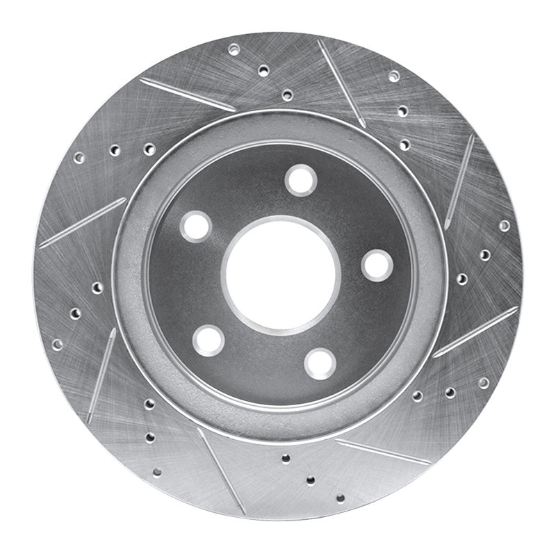 R1 08-12 Jeep J8 Front Left Drilled & Slotted Silver Brake Rotor