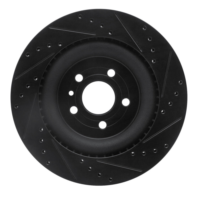 R1 13-19 Ford Police Interceptor Sedan Front Left Drilled & Slotted Black Brake Rotor