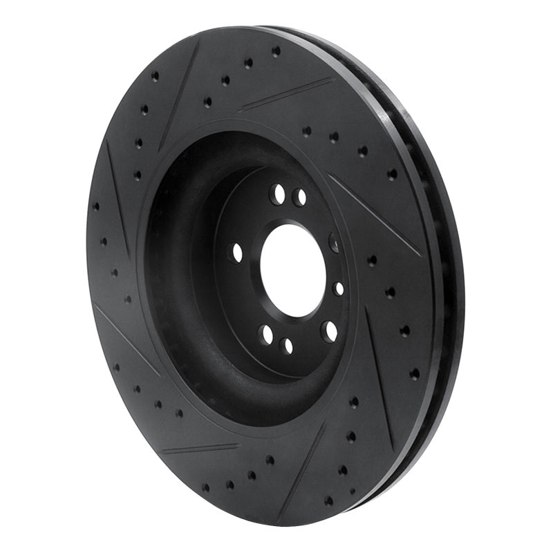 R1 06-12 Mercedes-Benz R350 Front Right Drilled & Slotted Black Brake Rotor
