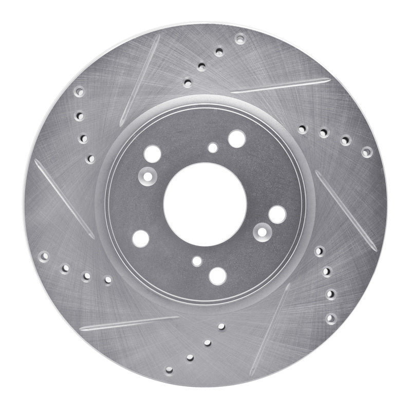 R1 13-22 Honda Accord Sedan Front Left Drilled & Slotted Silver Brake Rotor