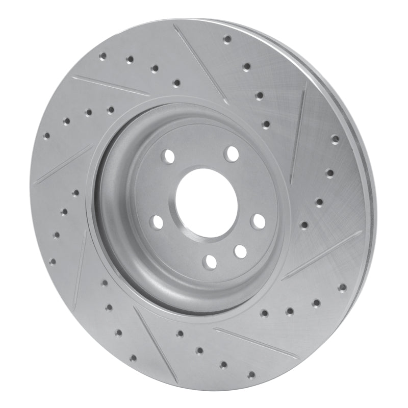 R1 17-20 Jaguar XF Front Left Drilled & Slotted Silver Brake Rotor