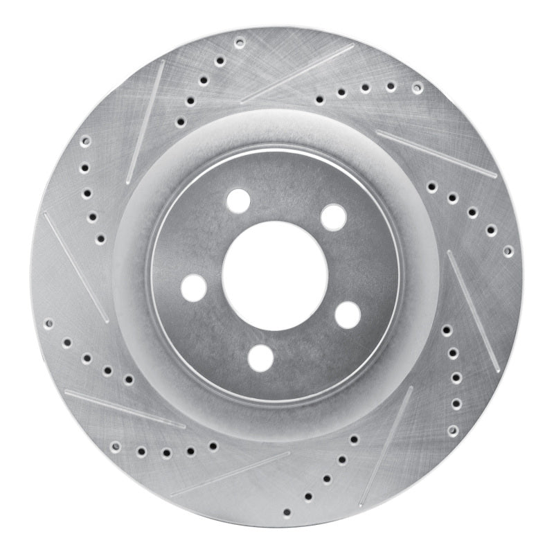 R1 05-23 Chrysler 300 Front Left Drilled & Slotted Silver Brake Rotor