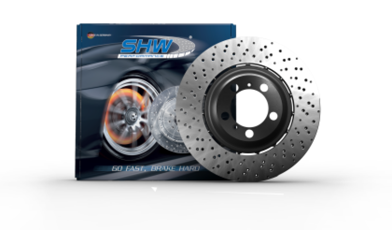 SHW 24-25 Porsche 911 GT3 4.0L Right Front Cross-Drilled Lightweight Brake Rotor (9GT615302L)