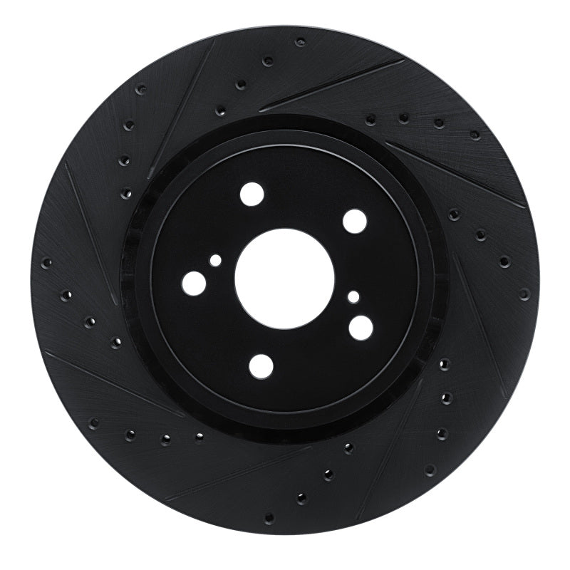 R1 21-25 Toyota SIENNA Front Left Drilled & Slotted Black Brake Rotor