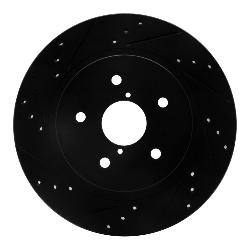 R1 15-25 Subaru Outback Rear Left Drilled & Slotted Black Brake Rotor
