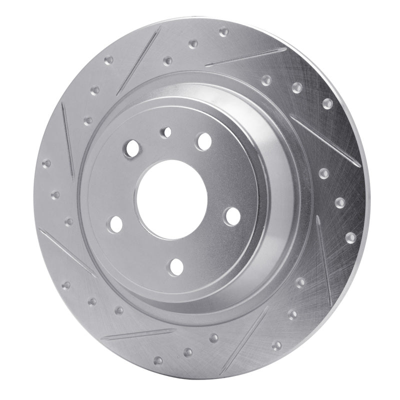 R1 13-20 Ford Fusion Rear Left Drilled & Slotted Silver Brake Rotor