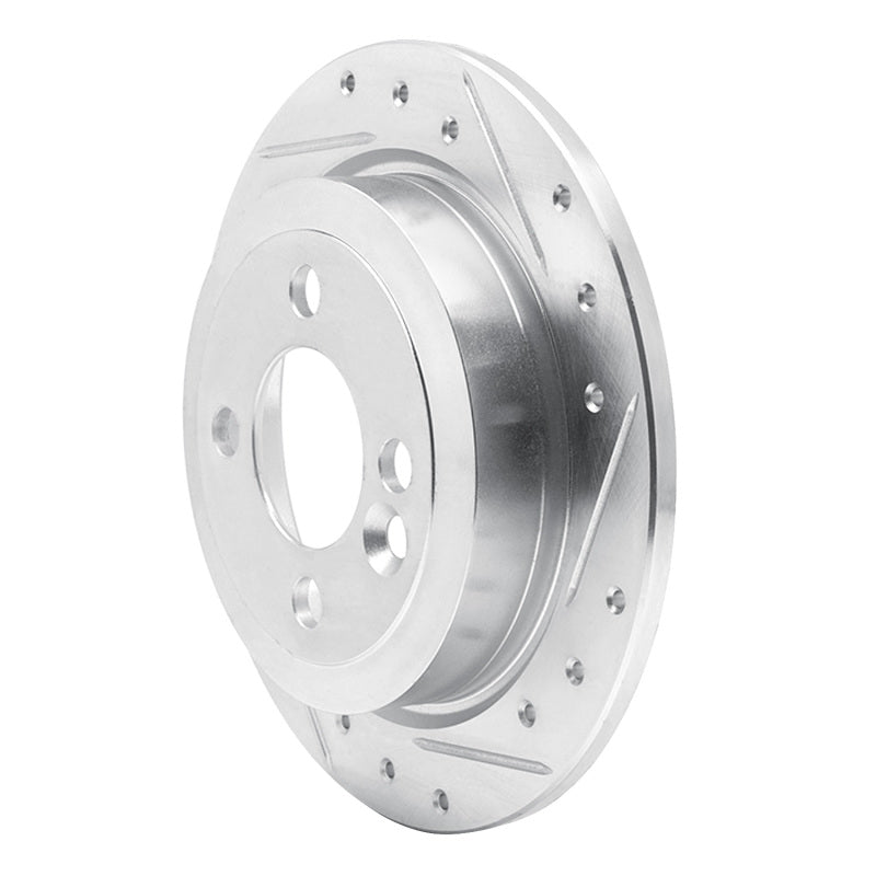 R1 02-15 Mini Cooper Clubman Rear Right Drilled & Slotted Silver Brake Rotor