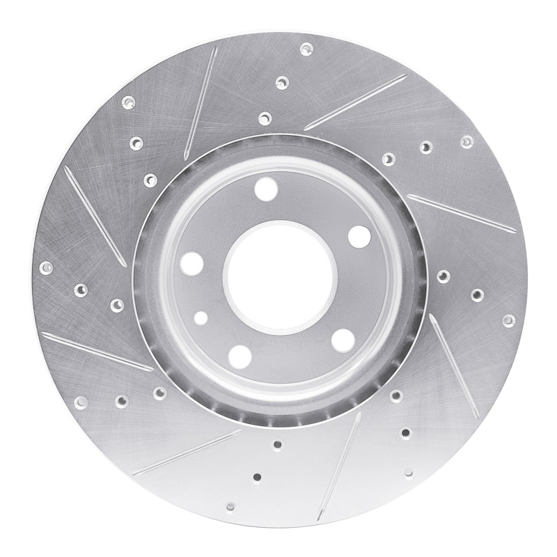 R1 14-19 Chevrolet Corvette Front Right Drilled & Slotted Silver Brake Rotor
