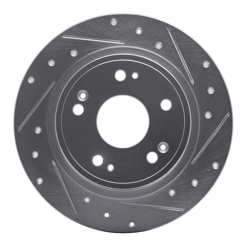 R1 05-17 Honda Accord Rear Right Drilled & Slotted Silver Brake Rotor