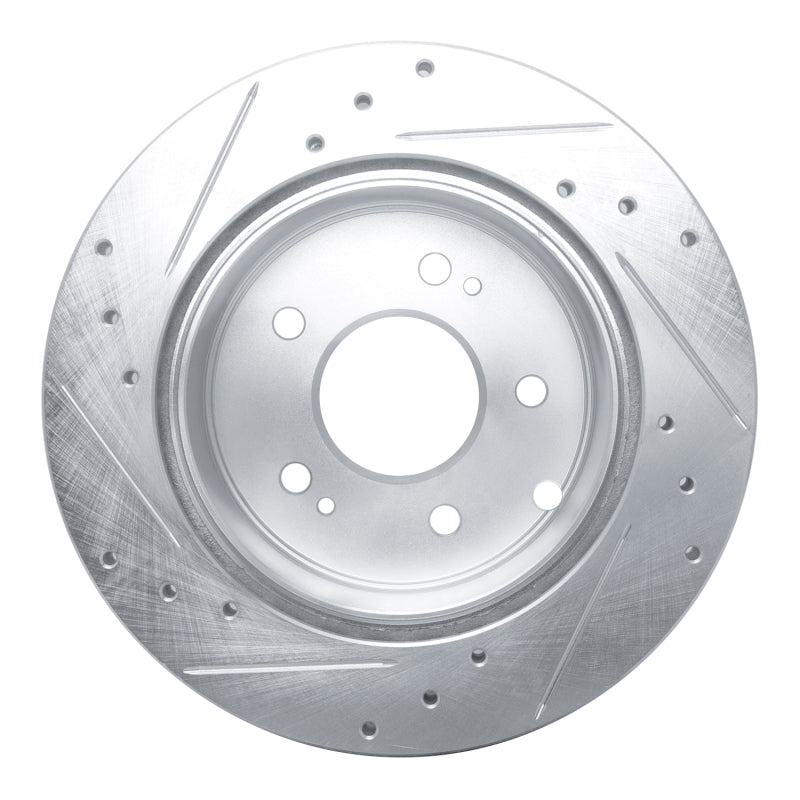 R1 06-12 Mitsubishi Eclipse Rear Right Drilled & Slotted Silver Brake Rotor