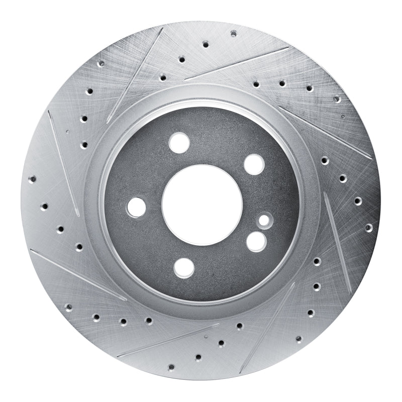R1 20-26 Mercedes-Benz GLS450 Rear Left Drilled & Slotted Silver Brake Rotor