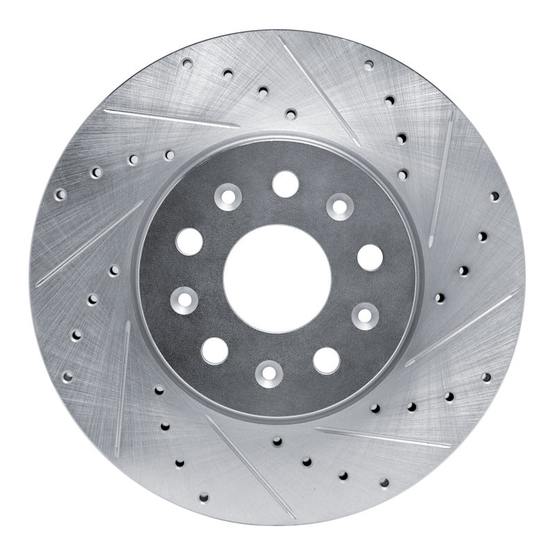 R1 14-20 Cadillac CT6 Front Right Drilled & Slotted Silver Brake Rotor