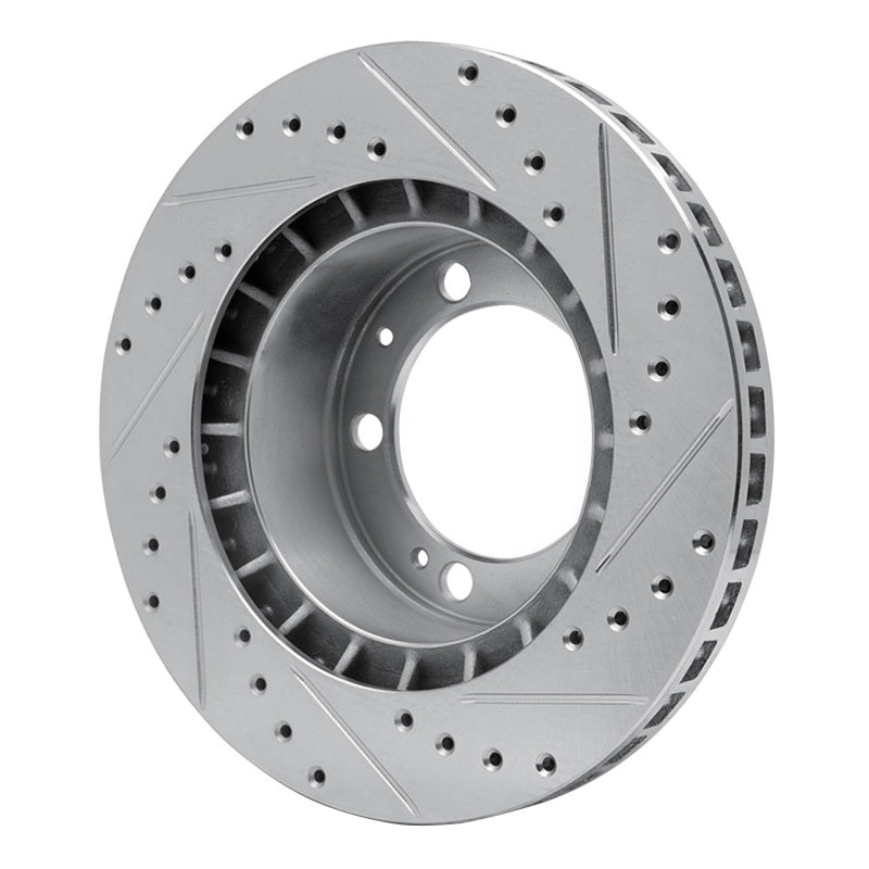 DFC 89-97 Porsche 911 Front Left Drilled & Slotted Silver Brake Rotor