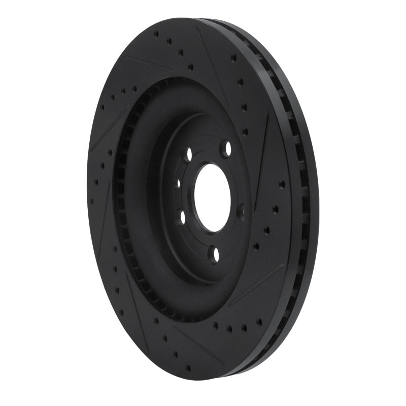 R1 13-19 Ford Police Interceptor Sedan Front Left Drilled & Slotted Black Brake Rotor