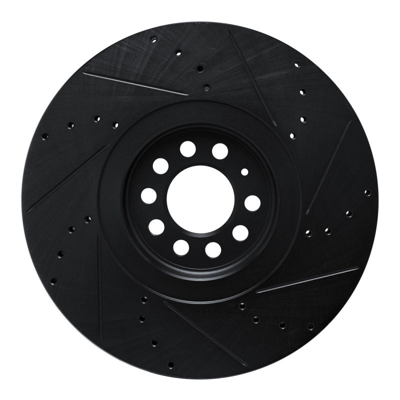 R1 04-06 Audi TT Quattro Left Front Drilled & Slotted Black Brake Rotor