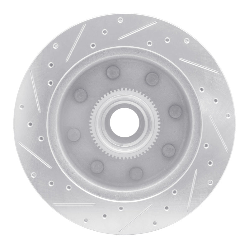 R1 98-03 Dodge B3500 / B2500 Front Right Drilled & Slotted Silver Brake Rotor