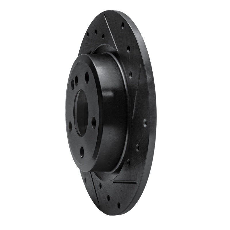 R1 14-20 Infiniti QX30 Rear Right Drilled & Slotted Black Brake Rotor