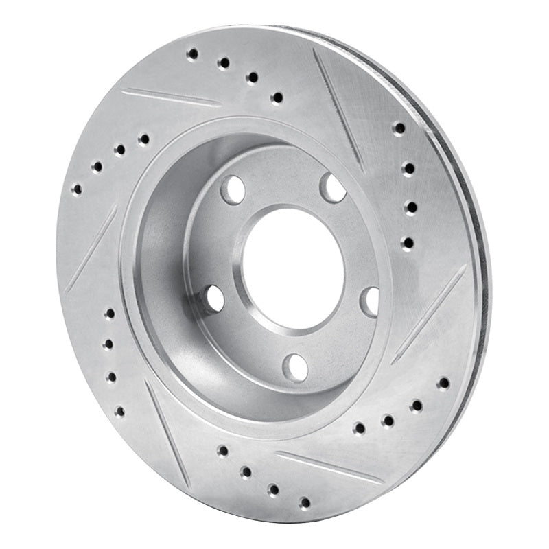 R1 85-91 Audi 200 Quattro Rear Left Drilled & Slotted Silver Brake Rotor