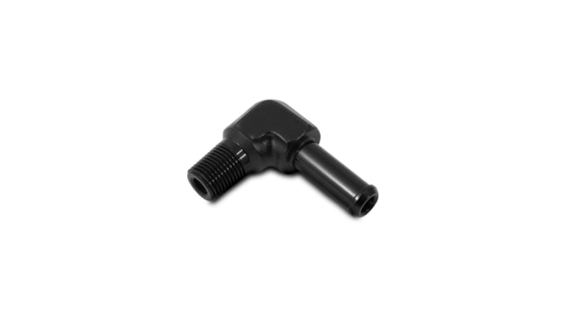 Vibrant 3/8 NPT to 1/2in Barb Straight Fitting 90 Deg Adapter - Aluminum