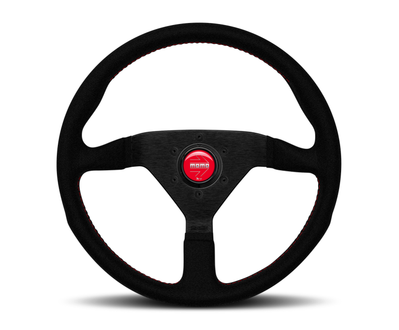 Momo Prototipo Steering Wheel 350 mm - Black Leather/Wht Stitch/Black Spokes