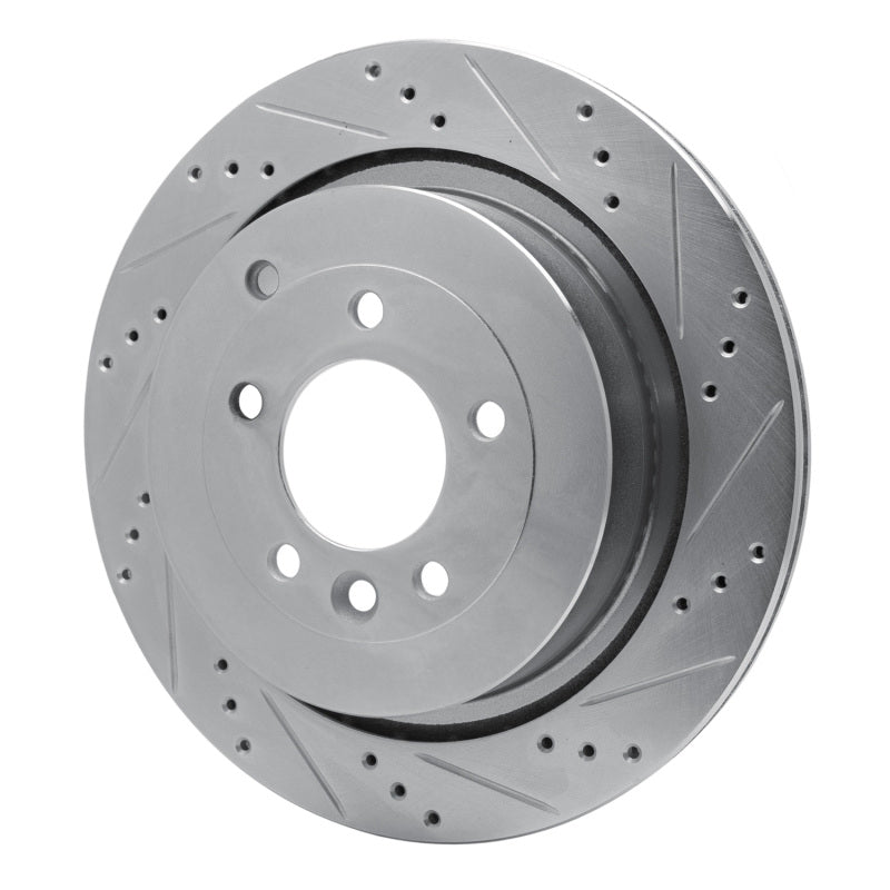 R1 05-16 Land Rover LR4 Rear Right Drilled & Slotted Silver Brake Rotor