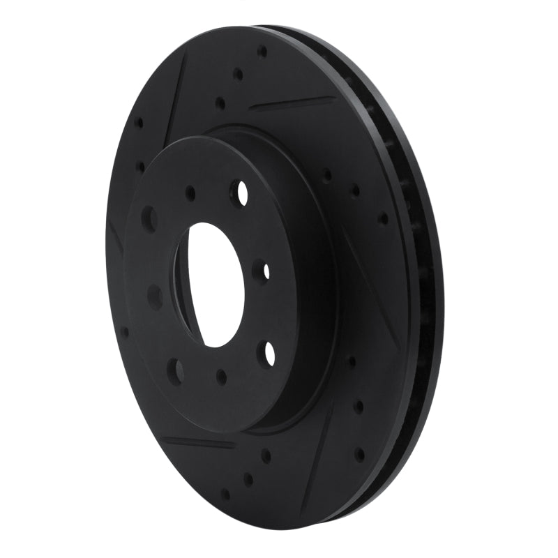 R1 92-96 Honda Prelude Front Left Drilled & Slotted Black Brake Rotor