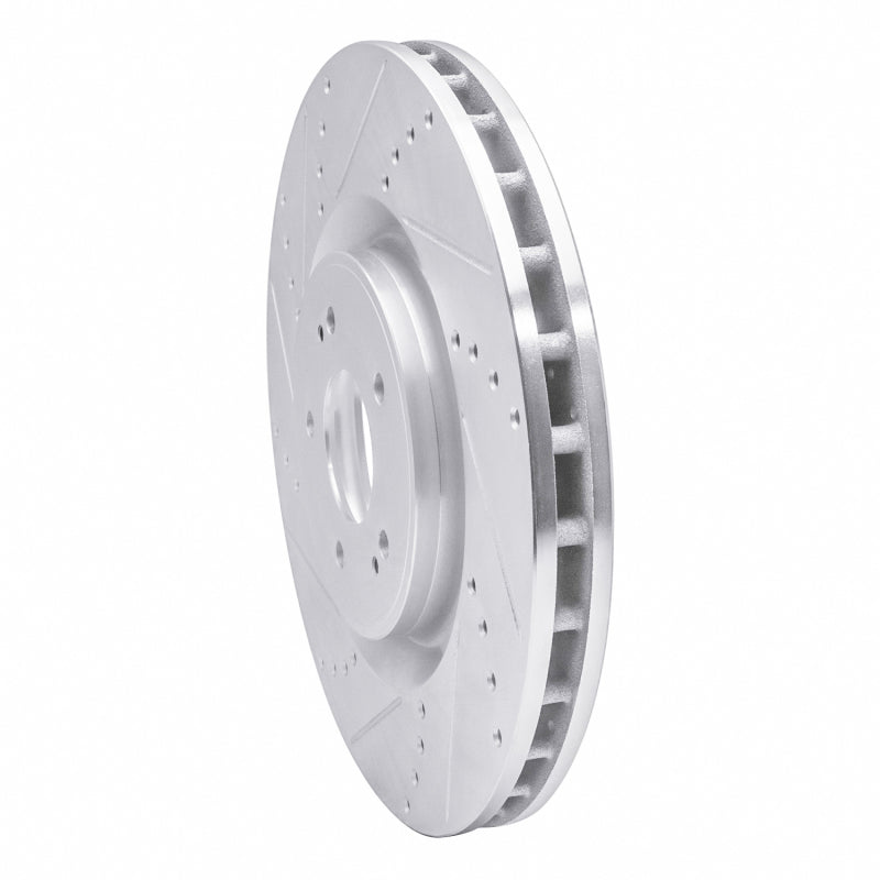 R1 08-15 Mitsubishi Lancer Front Left Drilled & Slotted Silver Brake Rotor