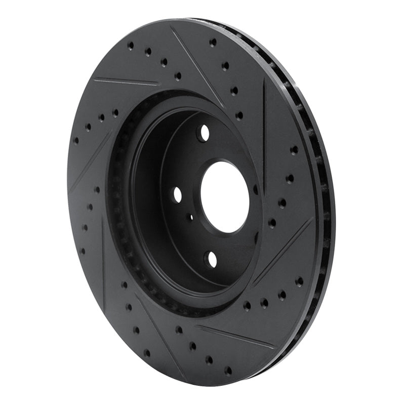 R1 86-92 Toyota Supra Front Left Drilled & Slotted Black Brake Rotor