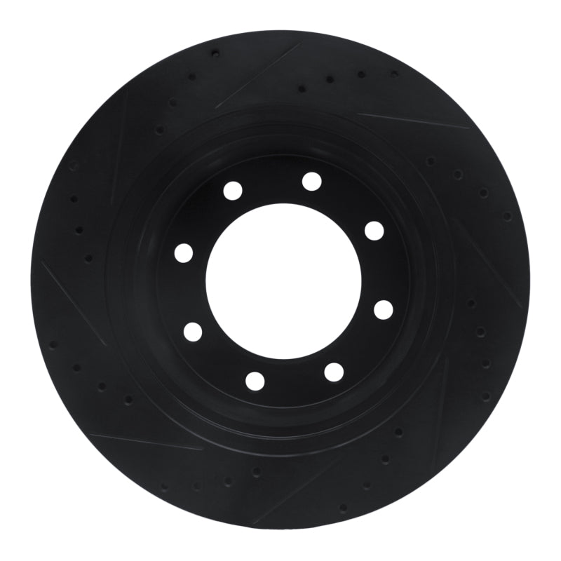 R1 12-21 Nissan NV1500 Front Right Drilled & Slotted Black Brake Rotor