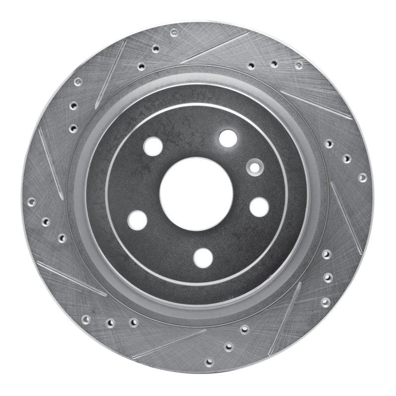 R1 08-14 Cadillac CTS Rear Left Drilled & Slotted Silver Brake Rotor