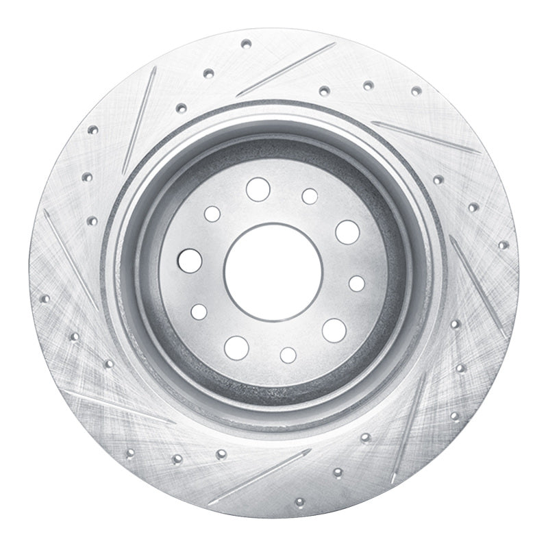 R1 99-04 Jeep Grand Cherokee Front Right Drilled & Slotted Silver Brake Rotor