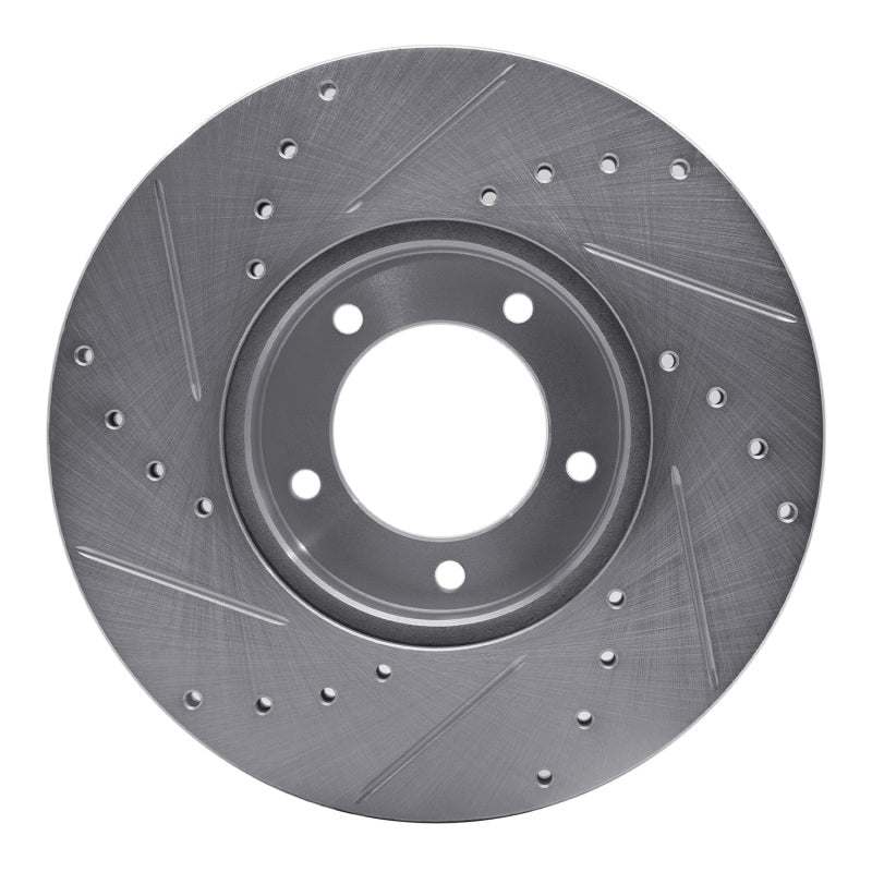 R1 71-97 Jaguar XJS Front Right Drilled & Slotted Silver Brake Rotor