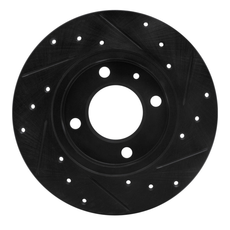 R1 73-05 Audi Fox Front Left Drilled & Slotted Black Brake Rotor
