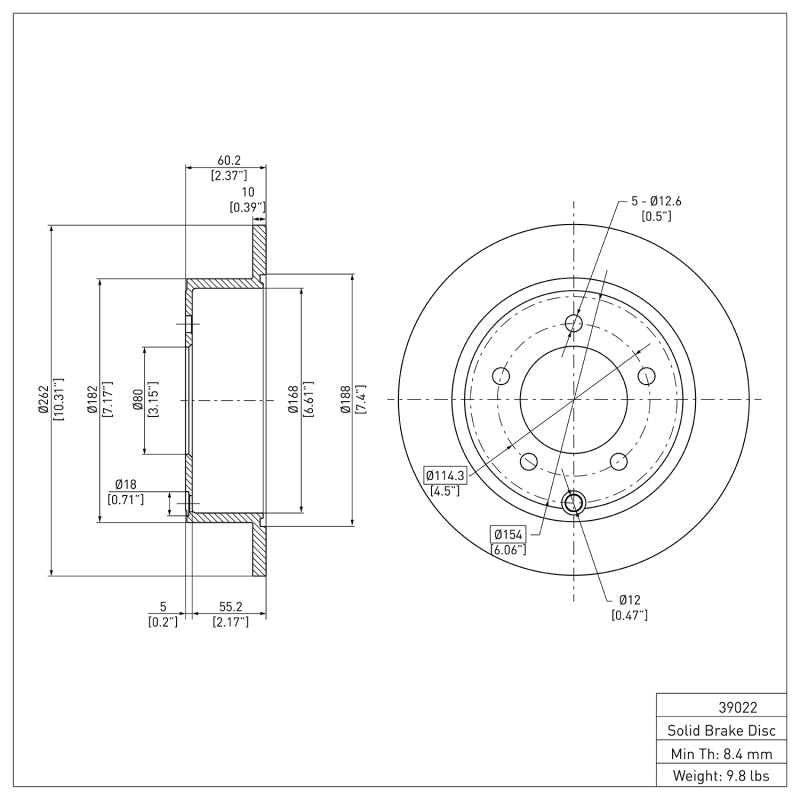 R1 2007-2017 Chrysler 200 Rear Brake Rotor