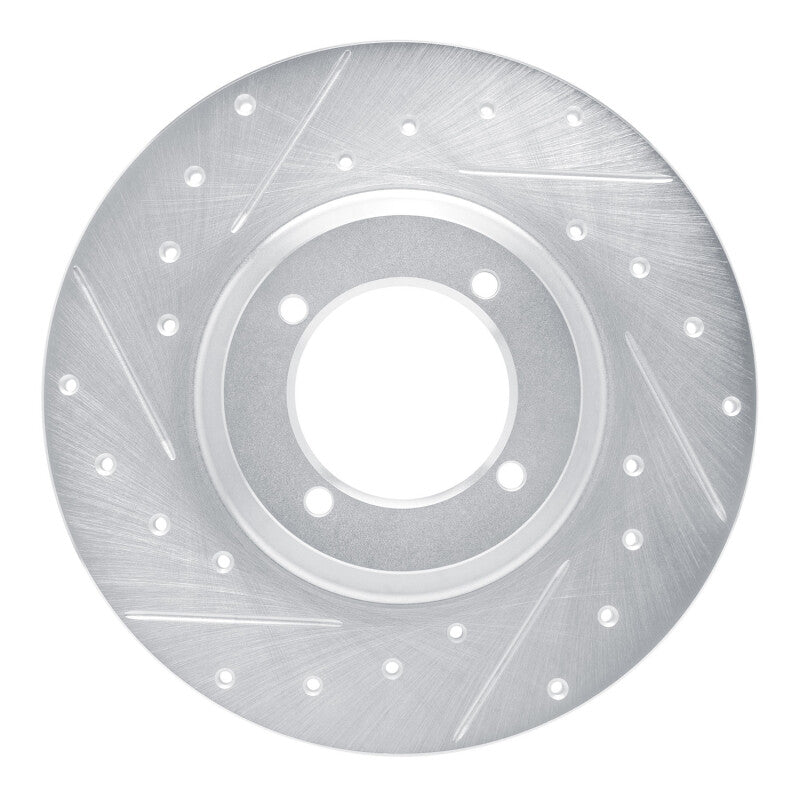R1 61-76 Triumph TR3A Front Left Drilled & Slotted Silver Brake Rotor