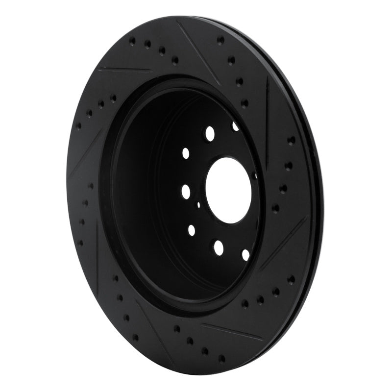 R1 93-98 Toyota Supra Rear Left Drilled & Slotted Black Brake Rotor