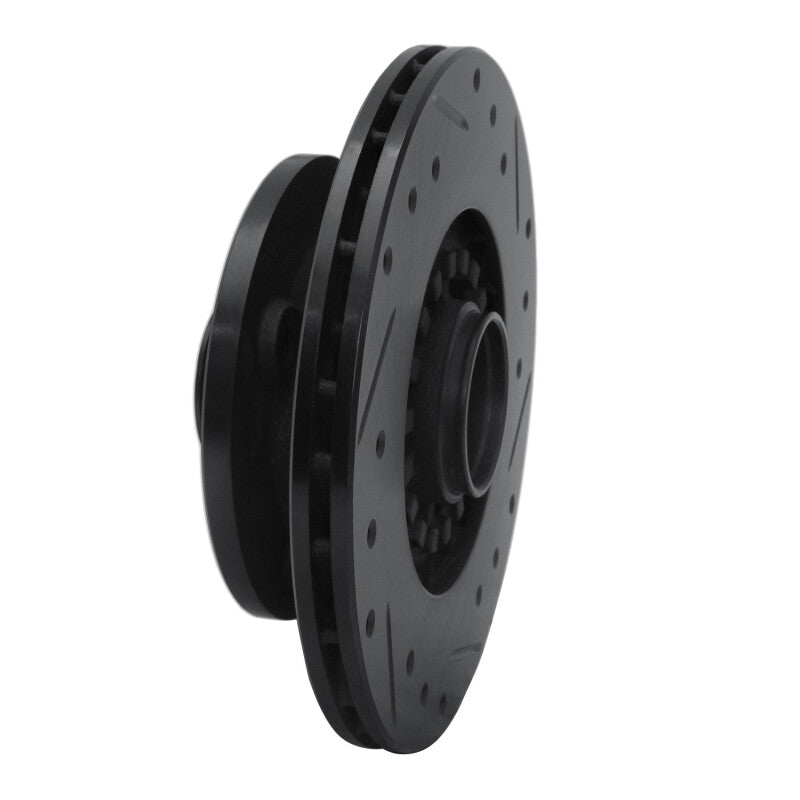 R1 84-85 Mazda RX-7 Front Left Drilled & Slotted Black Brake Rotor