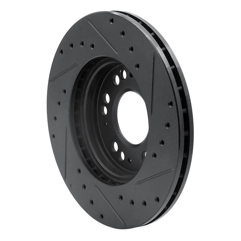 R1 91-04 Dodge STEALTH Front Left Drilled & Slotted Black Brake Rotor