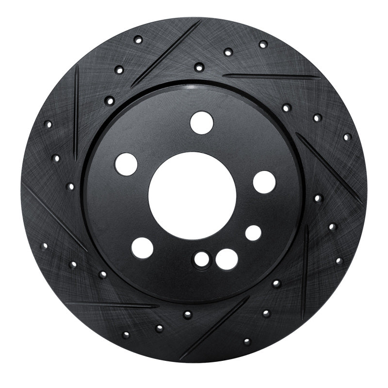 R1 91-99 Mercedes-Benz 300SE Rear Left Drilled & Slotted Black Brake Rotor