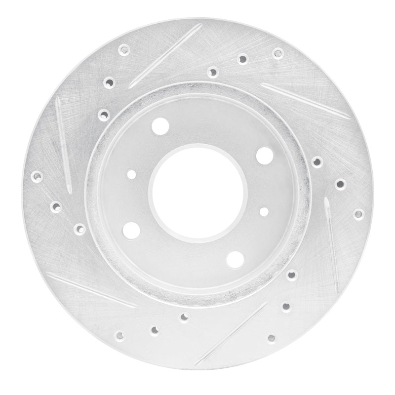 DFC 85-89 Nissan Stanza Front Right Drilled & Slotted Silver Brake Rotor